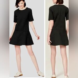 LOFT Ann Taylor Fit and Flare Black Mini Dress size S